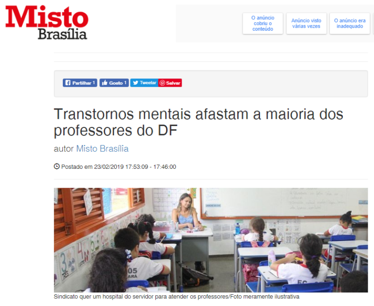 Misto Brasília: Transtornos mentais afastam a maioria dos professores do DF