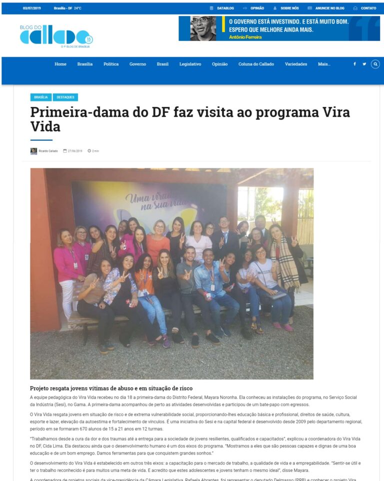 Blog do Callado: Primeira-dama do DF faz visita ao programa Vira Vida