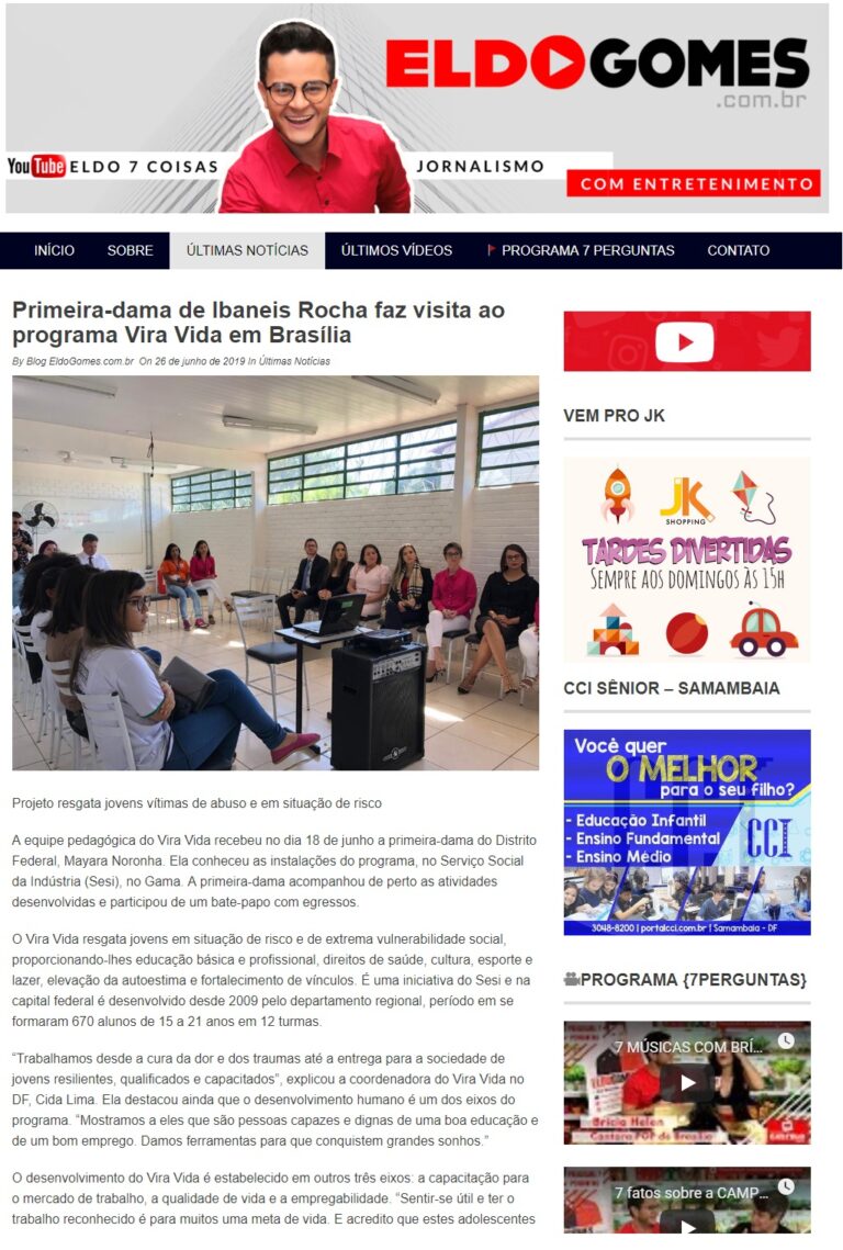 Eldo Gomes: Primeira-dama de Ibaneis Rocha faz visita ao programa Vira Vida em Brasília