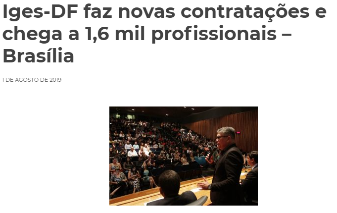 Folha Nobre: Iges-DF faz novas contratações e chega a 1,6 mil profissionais