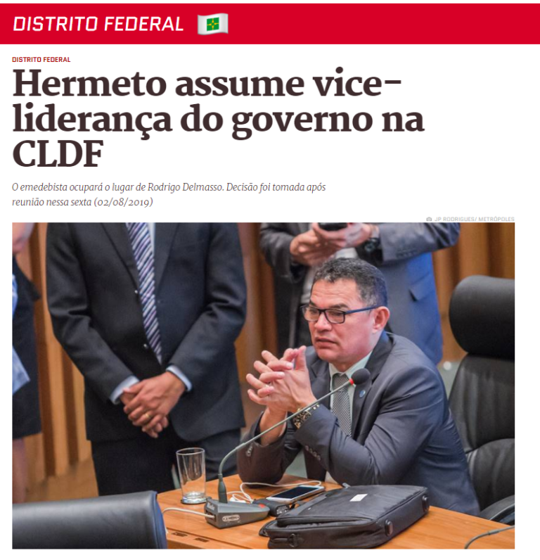 Metrópoles: Hermeto assume vice-liderança do governo na CLDF