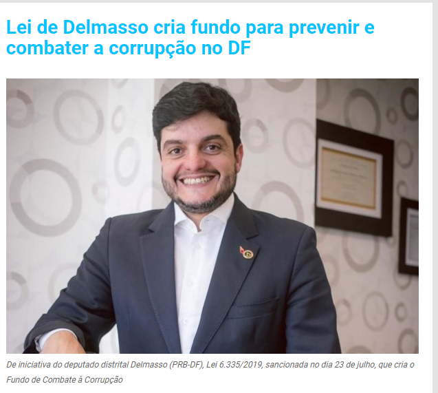 PRB: Lei de Delmasso cria fundo para prevenir e combater a corrupção no DF