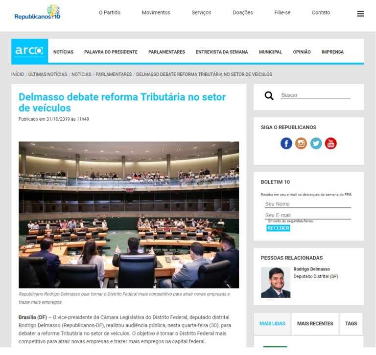 Republicanos: Delmasso debate reforma Tributária no setor de veículos