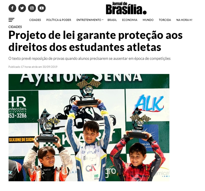 Jornal de Brasília: Projeto de lei garante proteção aos direitos dos estudantes atletas