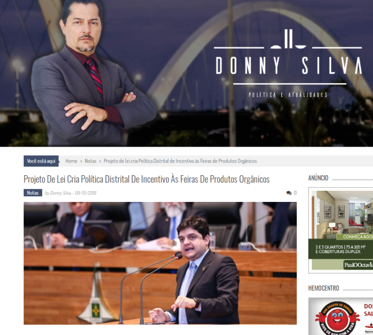 Donny Silva:  Projeto De Lei Cria Política Distrital De Incentivo Às Feiras De Produtos Orgânicos