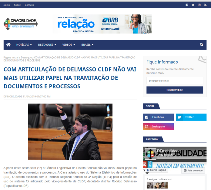 Com articulação de Delmasso CLDF não vai mais ultilizar papel na tramitação de documentos e processos