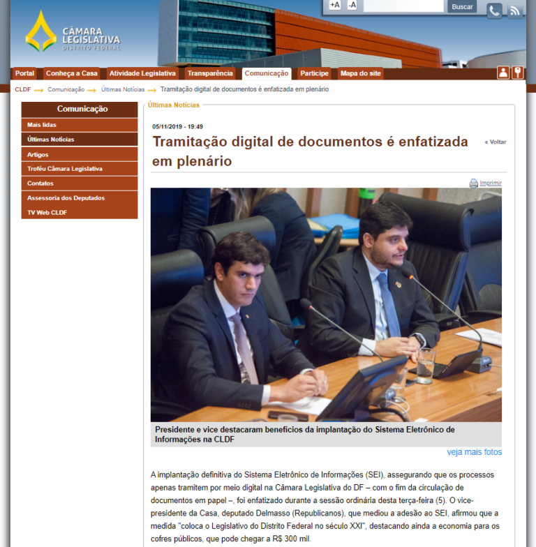 Câmara Legislativa: Tramitação digital de documentos é enfatizada em plenário