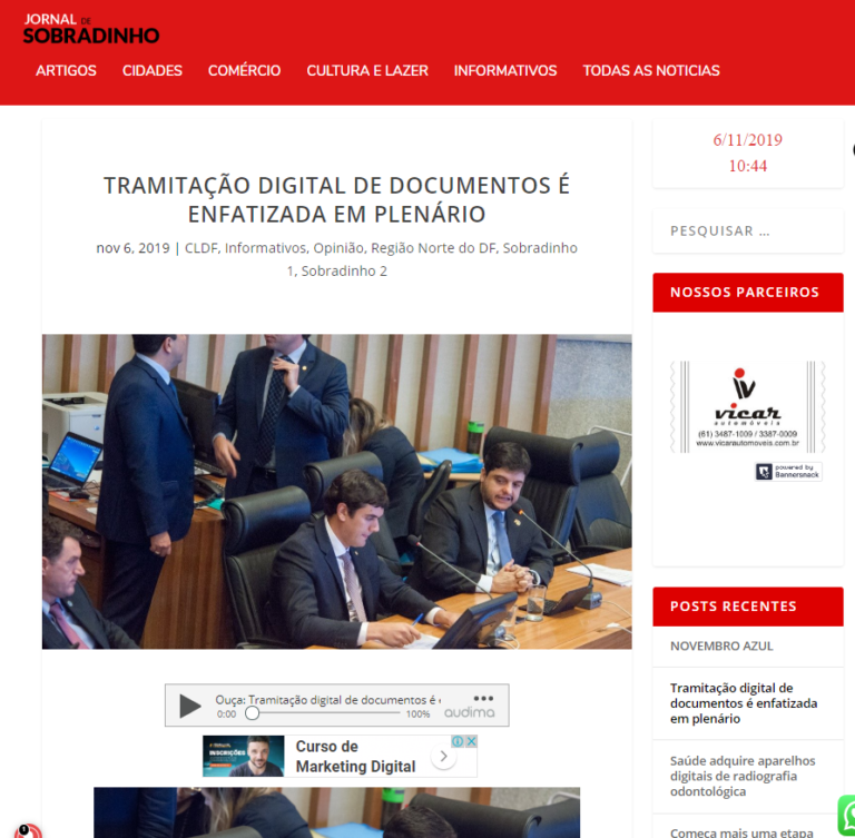 Jornal de Sobradinho: TRAMITAÇÃO DIGITAL DE DOCUMENTOS É ENFATIZADA EM PLENÁRIO