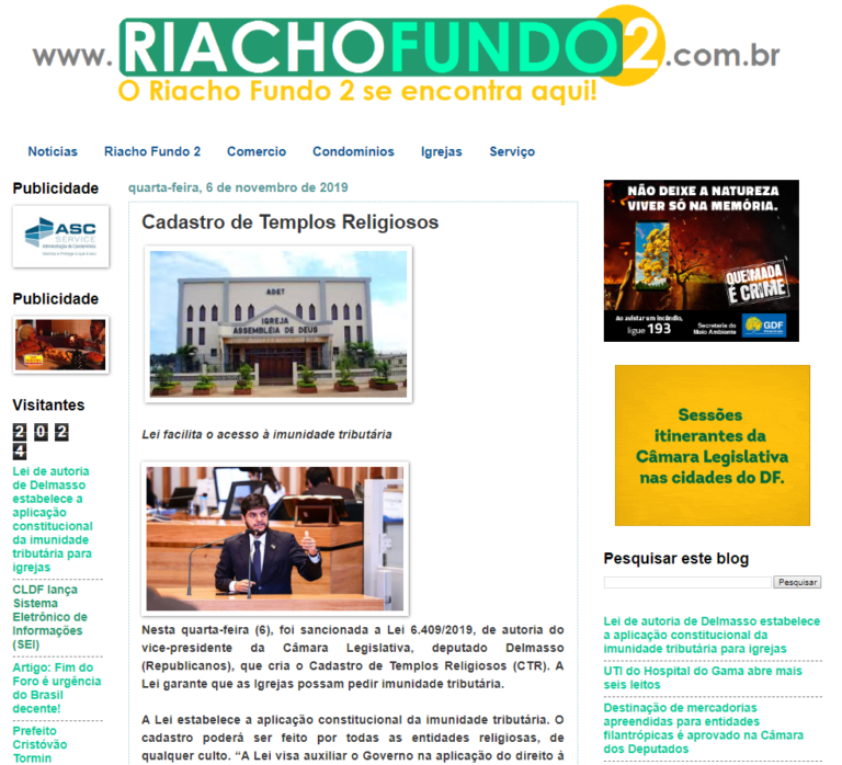 Riacho Fundo2: Cadastro de Templos Religiosos