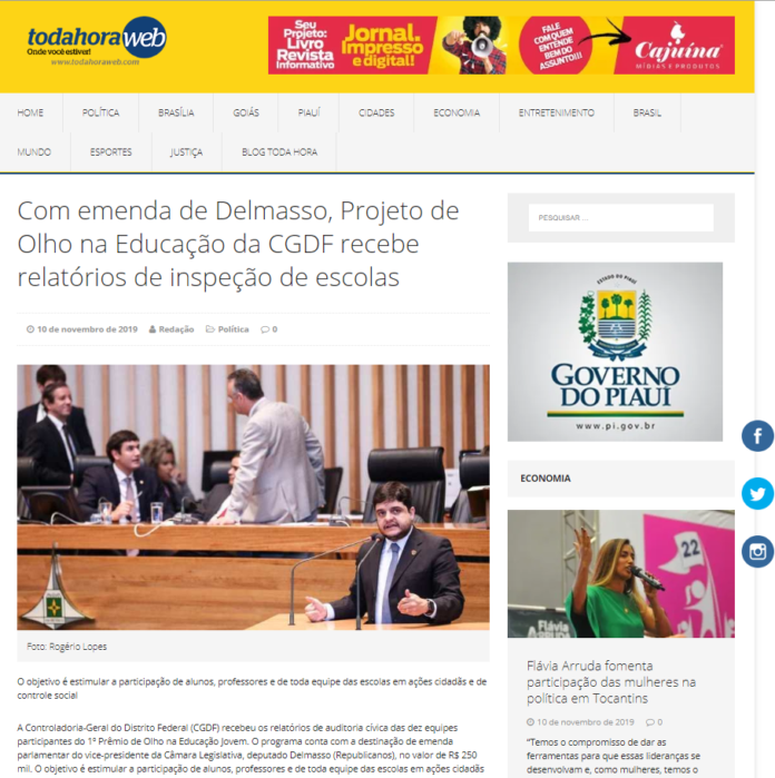 Toda Hora Web: Com emenda de Delmasso, Projeto de Olho na Educação da CGDF recebe relatórios de inspeção de escolas Toda Hora Web: Com emenda de Delmasso, Projeto de Olho na Educação da CGDF recebe relatórios de inspeção de escolas