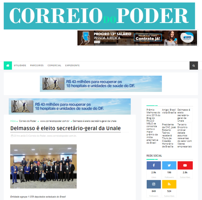 Correio do Poder: Delmasso é eleito secretário-geral da Unale