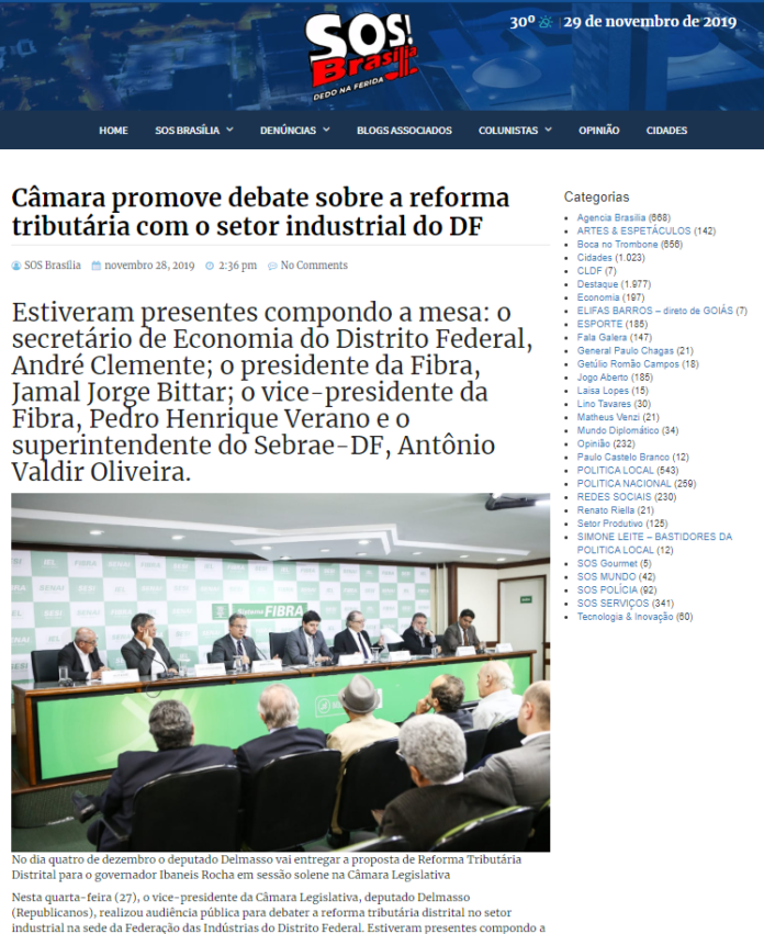 SOS Brasília: Câmara promove debate sobre a reforma tributária com o setor industrial do DF