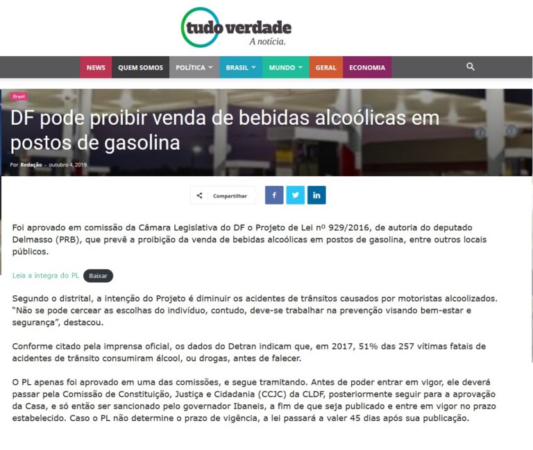 Tudo Verdade: DF pode proibir venda de bebidas alcoólicas em postos de gasolina