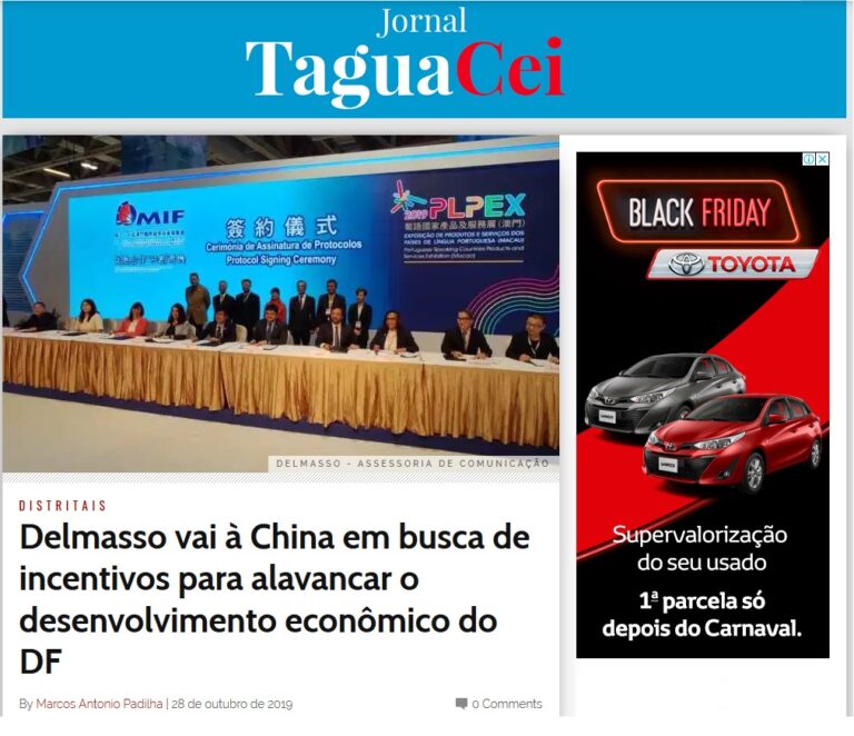 Jornal Taguacei: Delmasso vai à China em busca de incentivos para alavancar o desenvolvimento econômico do DF