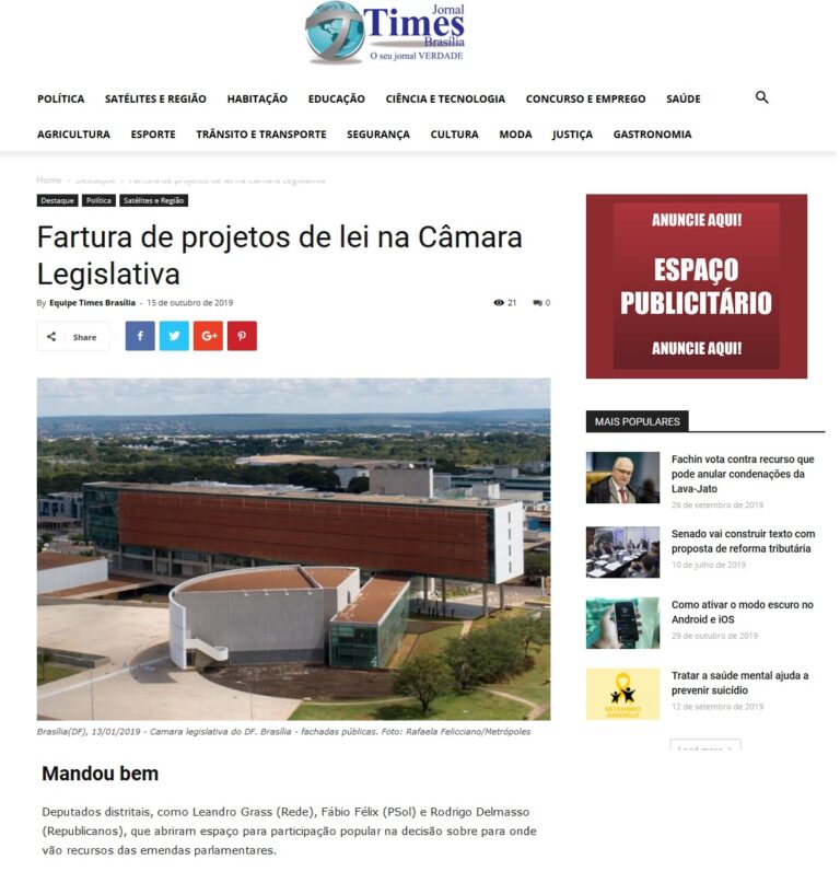 Jornal Times Brasília: Fartura de projetos de lei na Câmara Legislativa