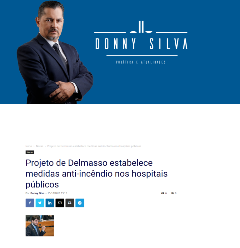 Donny Silva: Projeto de Delmasso estabelece medidas anti-incêndio nos hospitais públicos