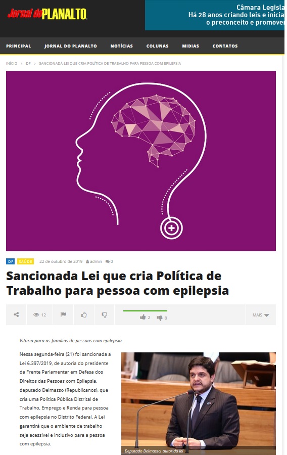 Jornal do Planalto: Sancionada Lei que cria Política de Trabalho para pessoa com epilepsia