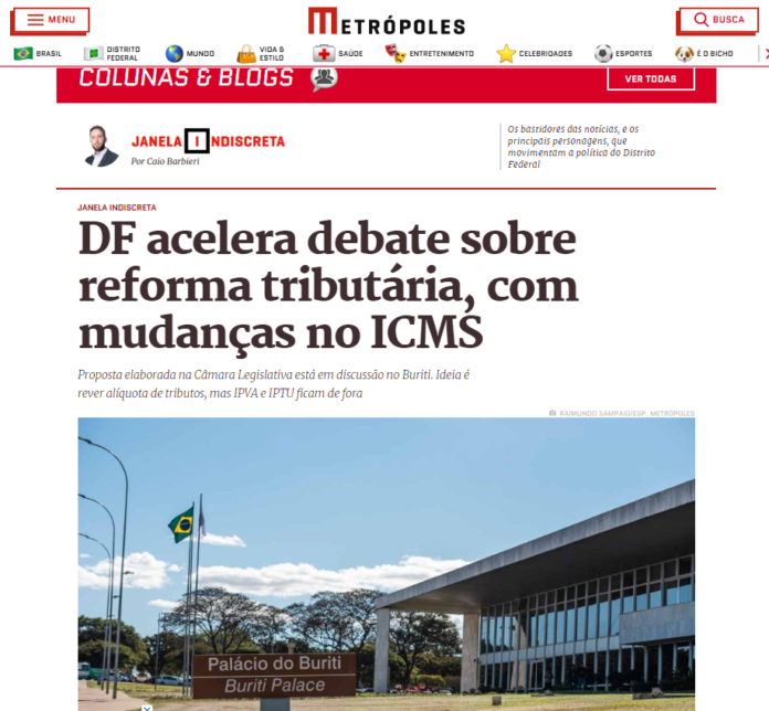 Metrópoles: DF acelera debate sobre reforma tributária, com mudanças no ICMS