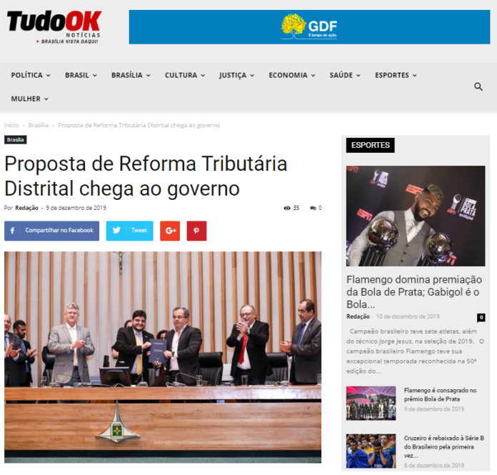 Tudo Ok: Proposta de Reforma Tributária Distrital chega ao governo