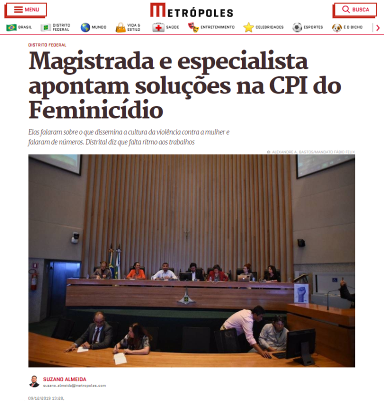 Metrópoles: Magistrada e especialista apontam soluções na CPI do Feminicídio