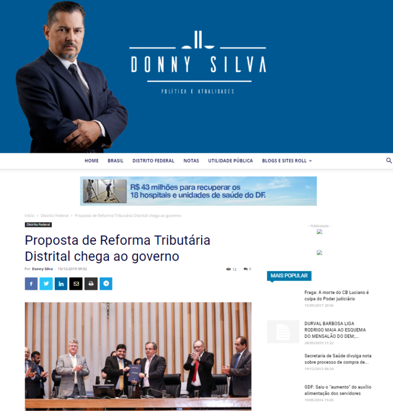 Donny Silva: Proposta de Reforma Tributária Distrital chega ao governo