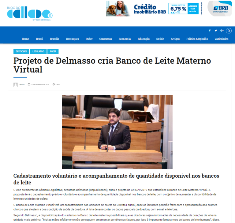 Blog do Callado: Projeto de Delmasso cria Banco de Leite Materno Virtual