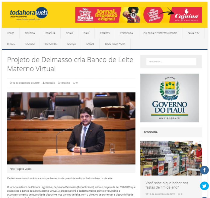 Toda Hora Web: Projeto de Delmasso cria Banco de Leite Materno Virtual