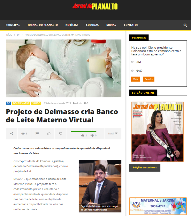 Jornal do Planalto: Projeto de Delmasso cria Banco de Leite Materno Virtual