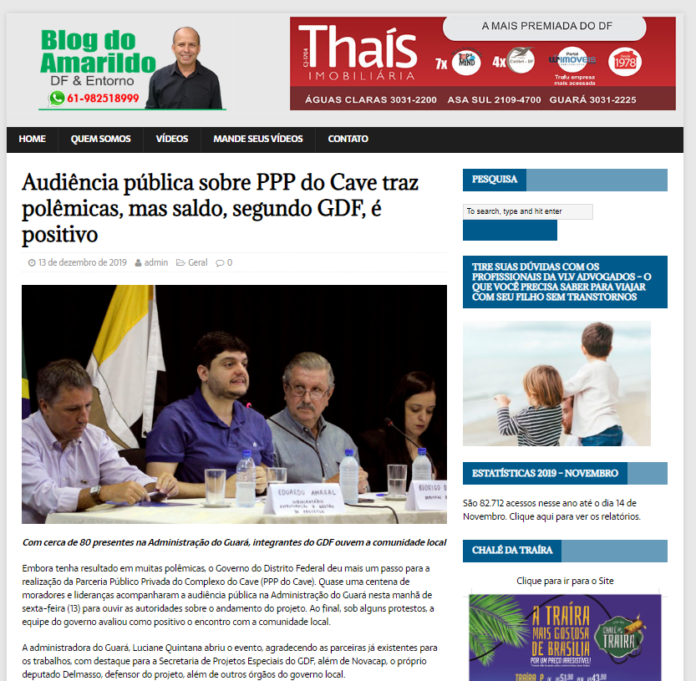 Blog do Amarildo: Audiência Pública sobre PPP do Cave traz polêmicas, mas saldo, segundo GDF, é positivo