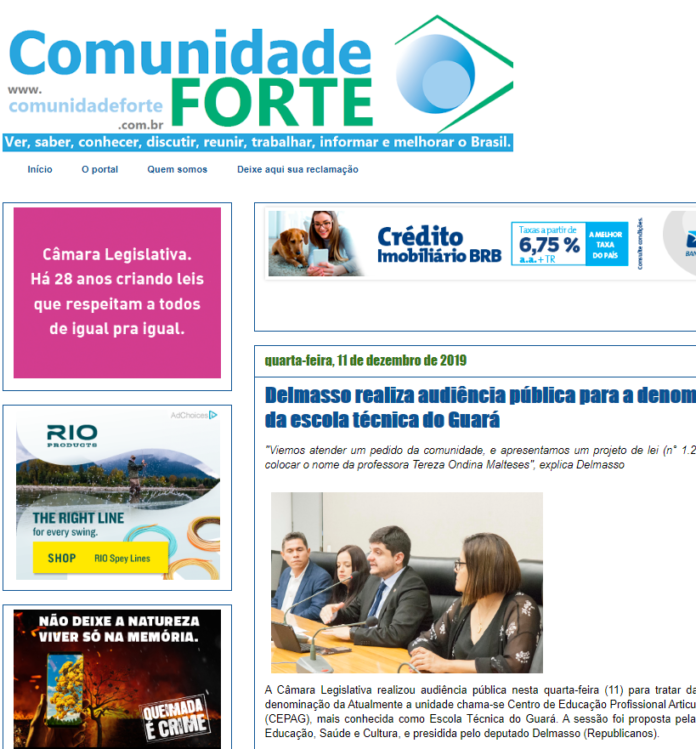 Comunidade Forte: Delmasso realiza audiência pública para a denominação da escola técnica do Guará