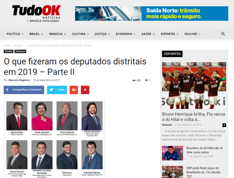 Tudo Ok Notícias: O que fizeram os deputados distritais em 2019 – Parte II