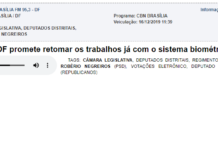 Rádio CBN: CLDF promete retomar os trabalhos já com o sistema biométrico Rádio CBN: CLDF promete retomar os trabalhos já com o sistema biométrico
