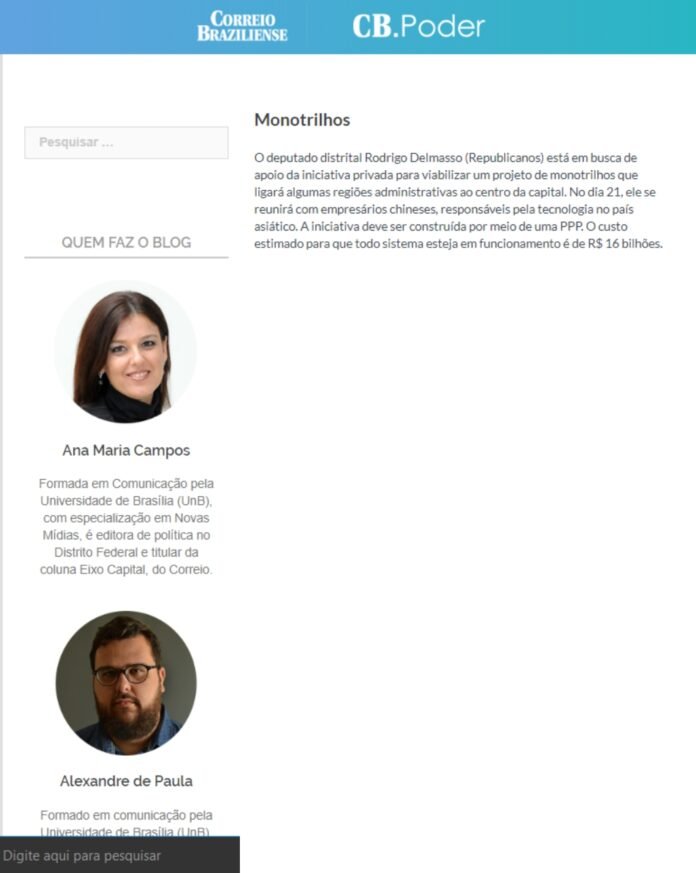 Correio Braziliense CB.Poder: Monotrilhos