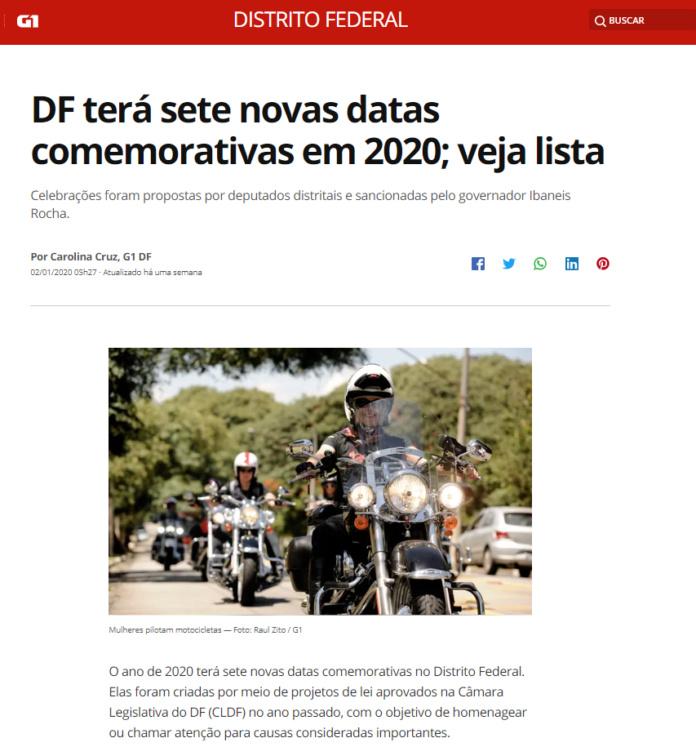 G1: DF terá sete novas datas comemorativas em 2020; veja lista