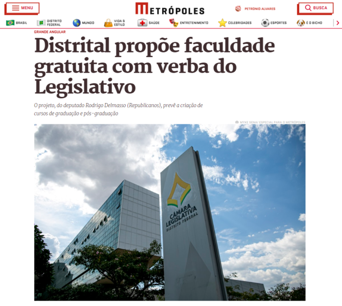 Metrópoles: Distrital propõe faculdade gratuita com verba do Legislativo