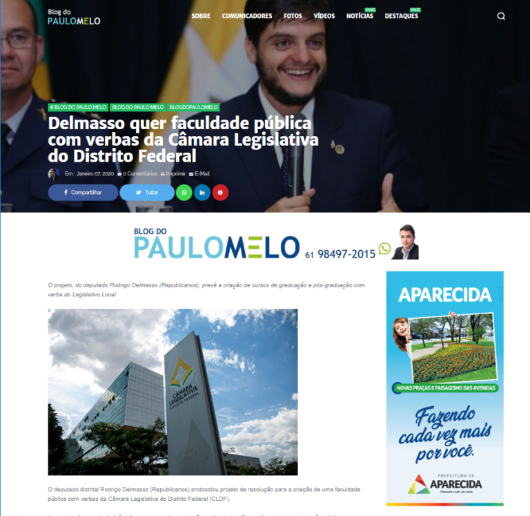 Blog do Paulo Melo: Delmasso quer faculdade pública com verbas da Câmara Legislativa do Distrito Federal