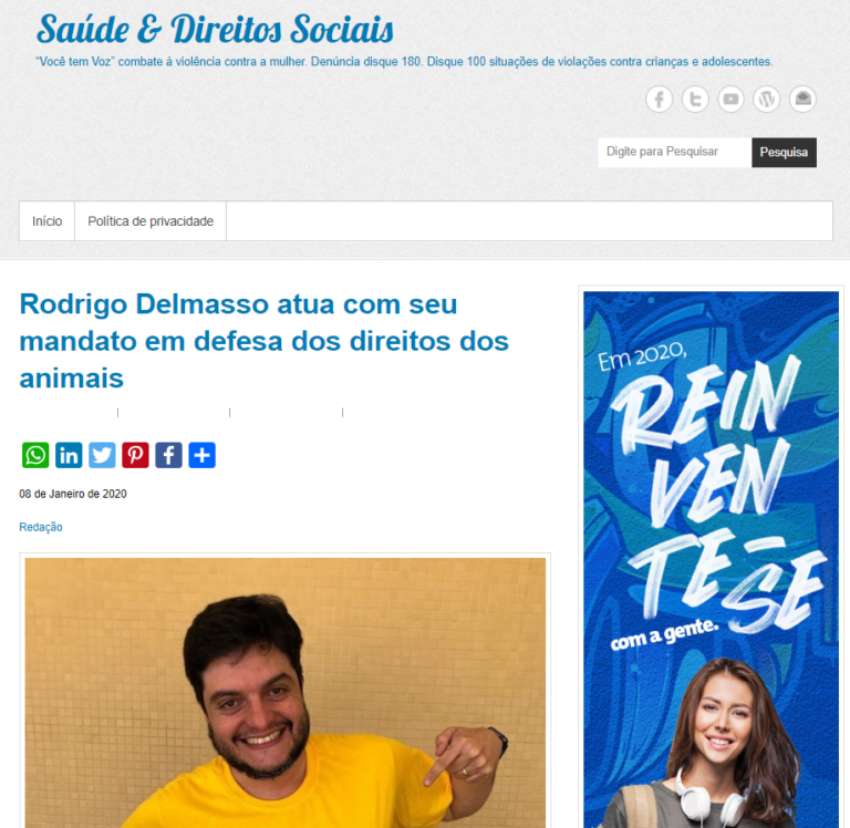 Saúde & Direitos Sociais: Rodrigo Delmasso atua com seu mandato em defesa dos direitos dos animais