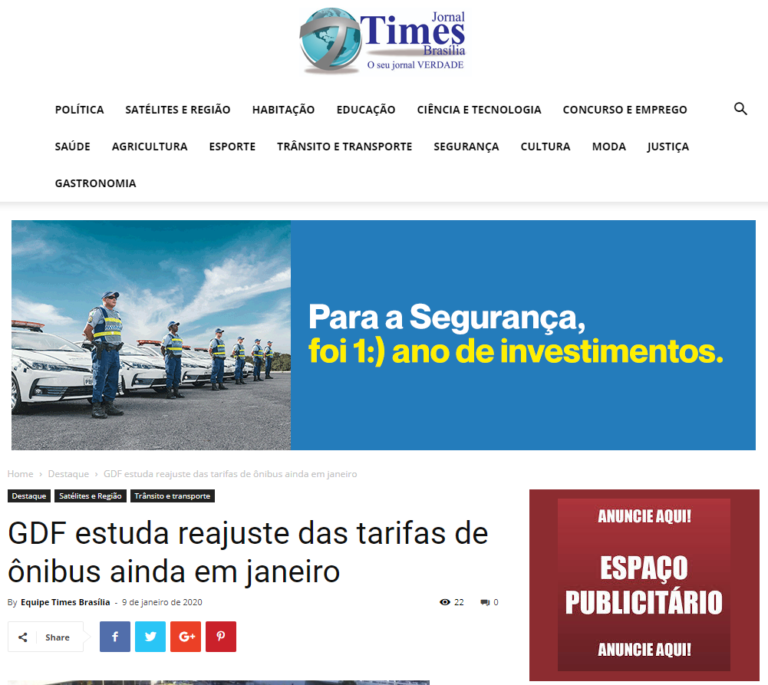 Times Brasília: GDF estuda reajuste das tarifas de ônibus ainda em janeiro