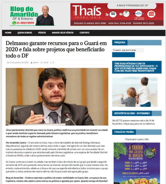 Blog do Amarildo: Delmasso garante recursos para o Guará em 2020 e fala sobre projetos que beneficiarão todo o DF