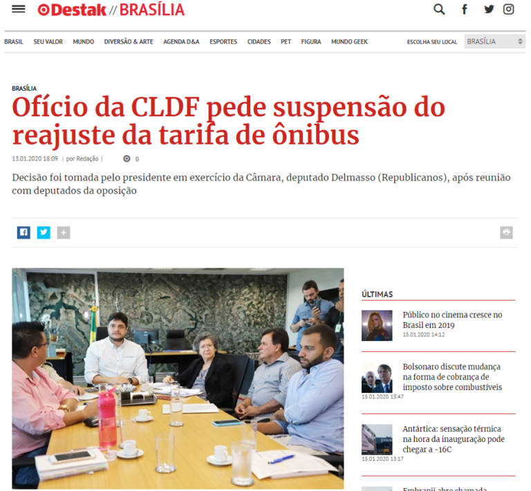 Destak Brasília: Ofício da CLDF pede suspensão do reajuste da tarifa de ônibus