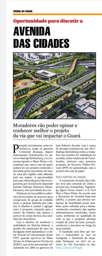 Jornal do Guará: Oportunidade para discutir a Avenida das Cidades