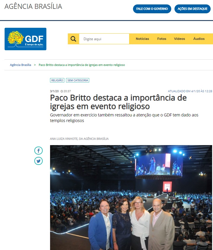 Agência Brasília: Paco Britto destaca a importância de igrejas em evento religioso