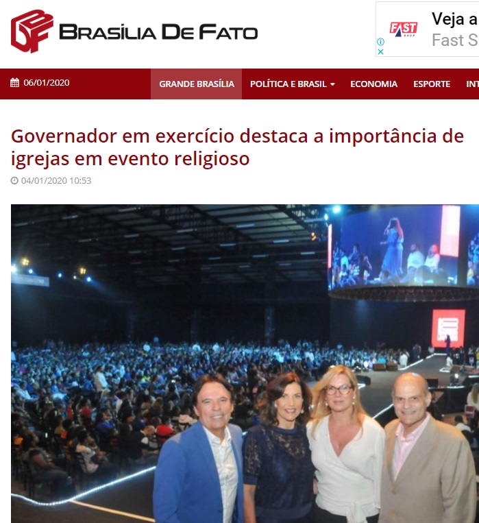 Brasília de Fato: Governador em exercício destaca a importância de Igrejas em evento religioso