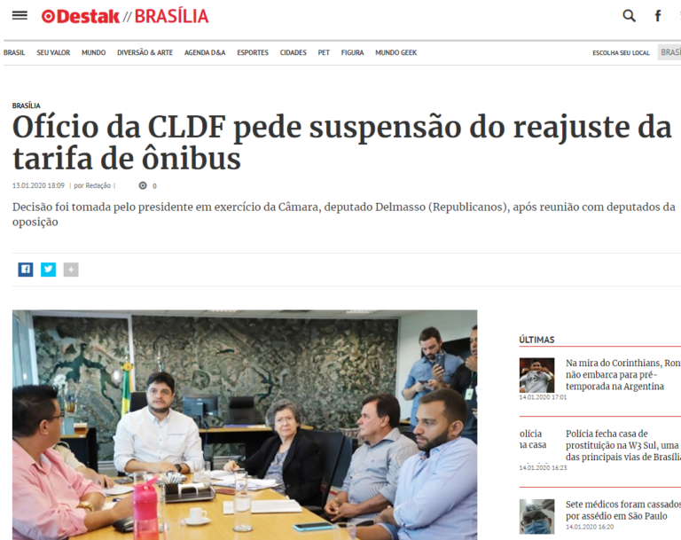 Destak: Ofício da CLDF pede suspensão do reajuste da tarifa de ônibus