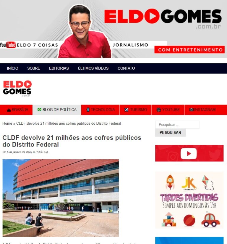 Eldo Gomes: CLDF devolve 21 milhões aos cofres públicos do Distrito Federal