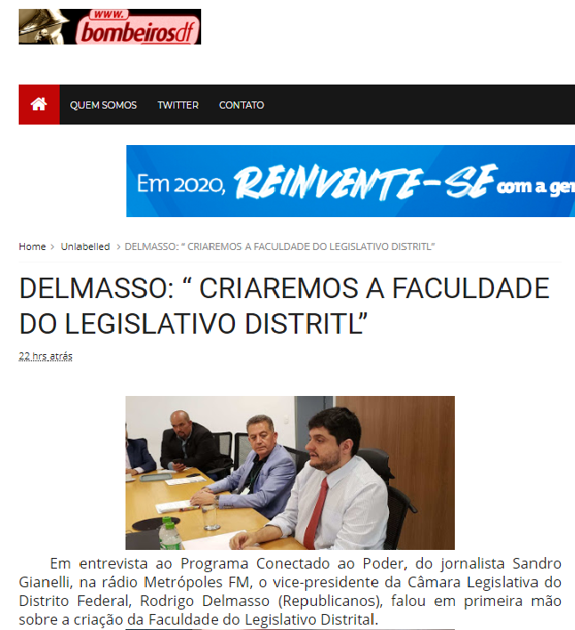 Bombeiros DF- Delmasso: “Criaremos a faculdade do legislativo distrital”