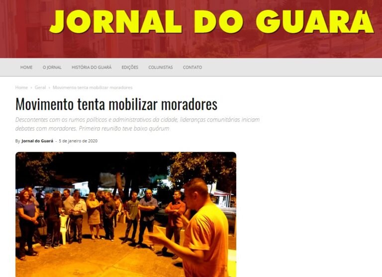 Jornal do Guará: Movimento tenta mobilizar moradores
