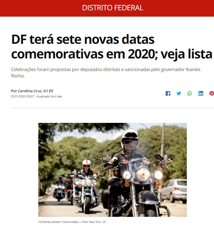 G1: DF terá sete novas datas comemorativas em 2020; veja lista