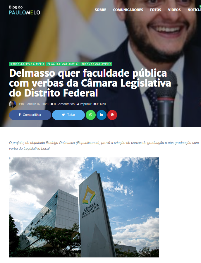 Blog do Paulo Melo- Delmasso quer faculdade pública com verbas da Câmara Legislativa do Distrito Federal