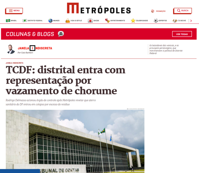 Metrópoles: TCDF: distrital entra com representação por vazamento de chorume